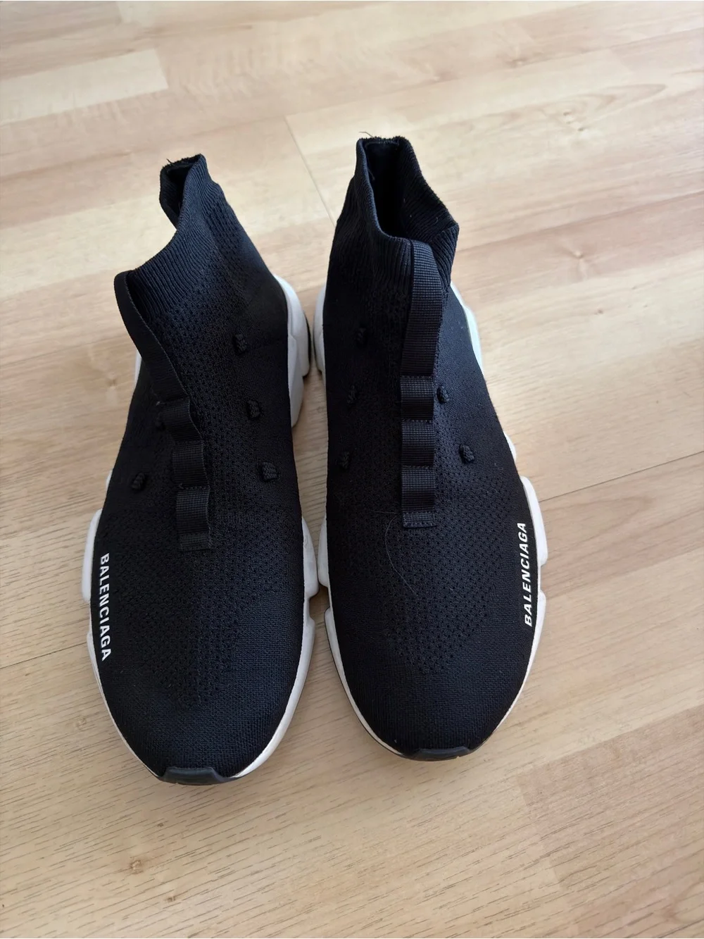 Balenciaga Black and White Speed Trainer Sock Sneakers